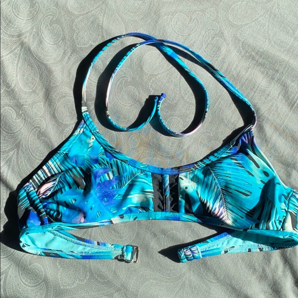 Blue Tropical Bathing Suit Top.